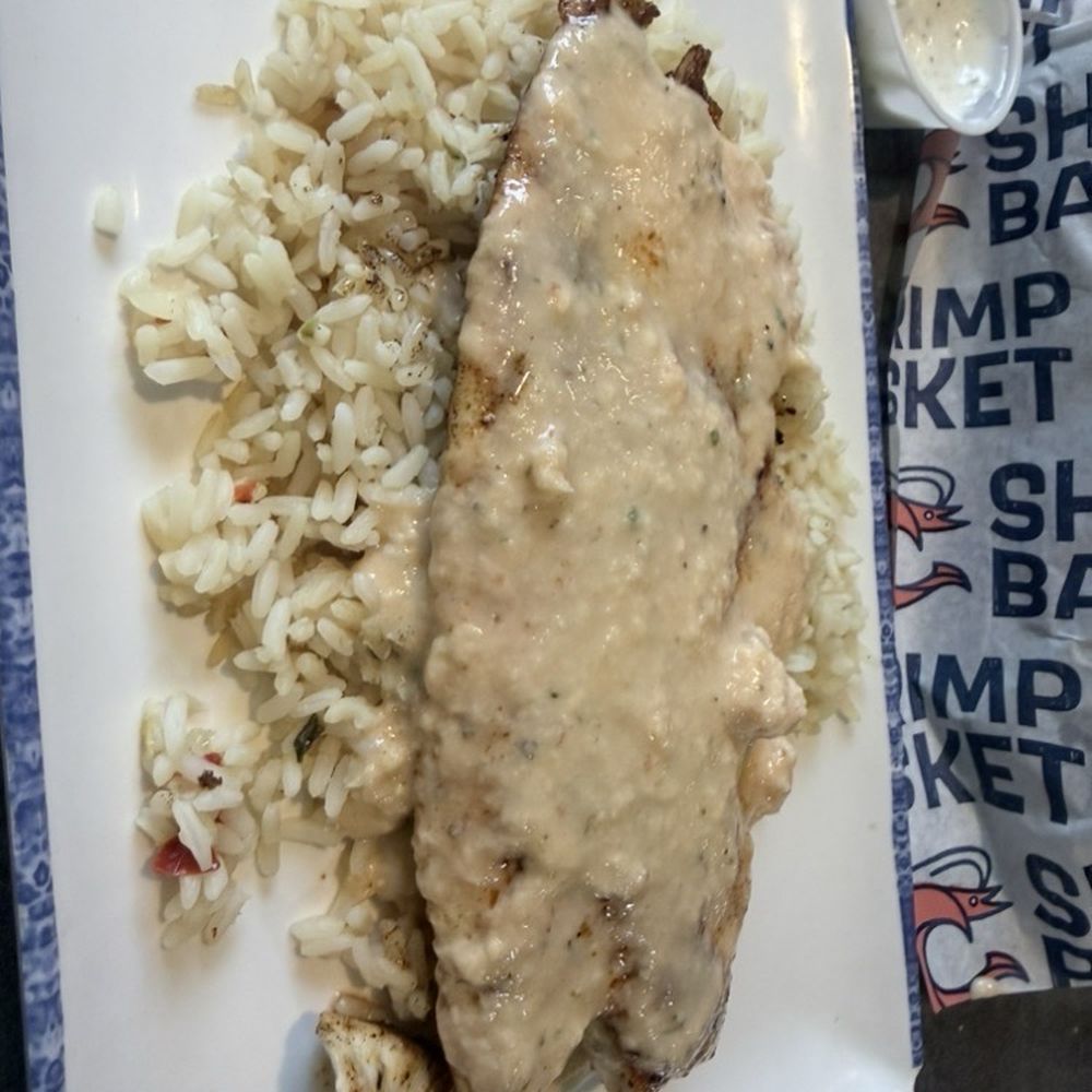 Shrimp Basket - Blackened Red snapper with a cream sauce. Probably one of the best pieces of fish I've ever had. - Seafood Near Me - Pensacola, Florida Shrimp Basket - Blackened Red snapper with a cream sauce. Probably one of the best pieces of fish I've ever had. - Seafood Near Me - Pensacola, Florida