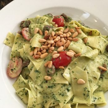 Bar Toto - Pesto pasta with pine nuts, olives, tomatoes - Italian Near Me - Brooklyn, New York Bar Toto - Pesto pasta with pine nuts, olives, tomatoes - Italian Near Me - Brooklyn, New York