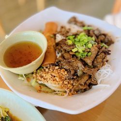 Saigon Noodle House - Grilled beef vermicelli with Eggroll