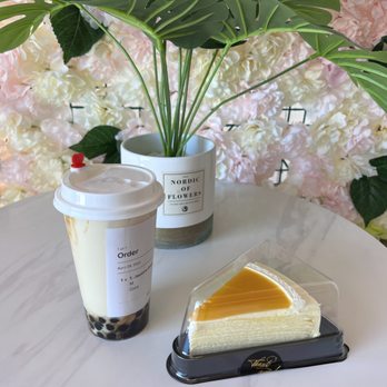 Brecotea - Mandy Mango Mille Crepes and Jasmine Green Milk Tea - Bakeries Near Me - Richmond, Virginia