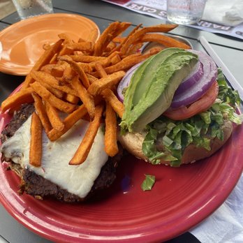 Barnaby's Cafe - Chipolte Black Bean Burger, Sweet Potato Fries - American Near Me - Houston, Texas Barnaby's Cafe - Chipolte Black Bean Burger, Sweet Potato Fries - American Near Me - Houston, Texas