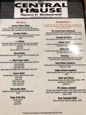 Menu photo 3 Central House Westborough, MA