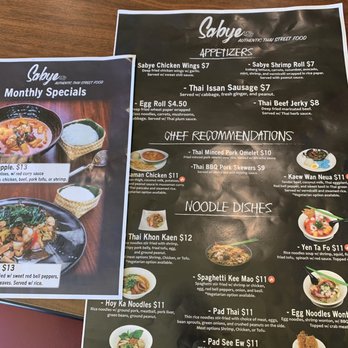 Sabye - Menu - Thai Near Me - Sherwood, Oregon