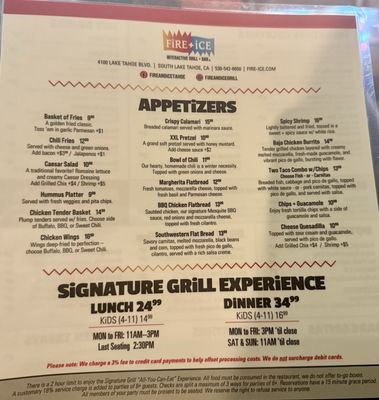 Menu photo 1 Fire Ice South Lake Tahoe, CA Menu photo 1 Fire Ice South Lake Tahoe, CA