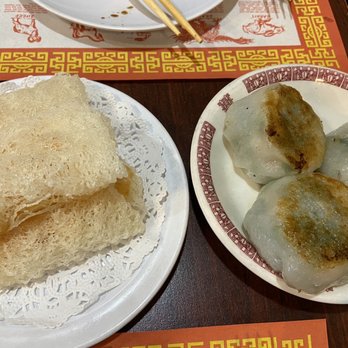 Mai Dim Sum - Fried shrimp thing (L) and chive buns (R) - Dim Sum Near Me - Hanover, Maryland Mai Dim Sum - Fried shrimp thing (L) and chive buns (R) - Dim Sum Near Me - Hanover, Maryland