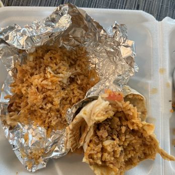 Crazy Burrito Authentic Mexican Grill - Burrito. Where are the beans? Cheese? Meat? All leftover rice - Mexican Near Me - Tampa, Florida