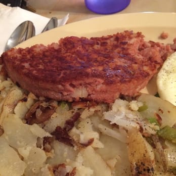 Arthur's Restaurant - Here is the gelatinous, half of a giant canned slice of corned beef hash. Disgusting. - Breakfast & Brunch Near Me - Mentone, California