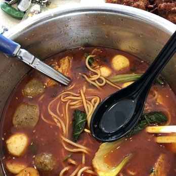Chili Square - Mala Soup Bowl with noodles, Shanghai Bok Choy, tofu, fish balls, and mini sausage - Chinese Near Me - Quincy, Massachusetts