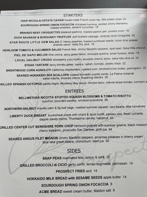 Menu photo 6 Prospect San Francisco, CA