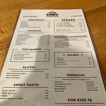 K-Bob's Steakhouse - Menu - Steakhouses Near Me - Raton, New Mexico