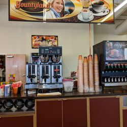 Bountyland Quick Stop - Inside. Coffee station.