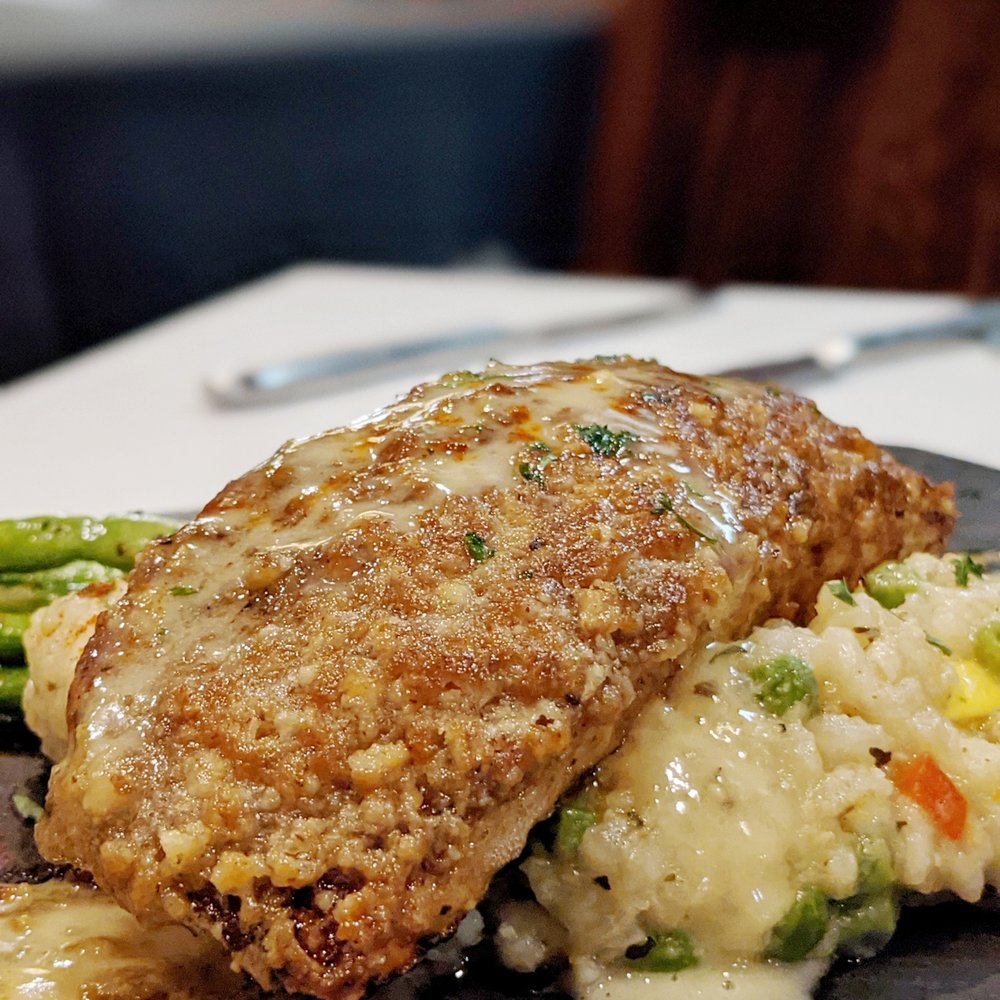 Green Gateau - Walnut Crusted Salmon - French Near Me - Lincoln, Nebraska Green Gateau - Walnut Crusted Salmon - French Near Me - Lincoln, Nebraska