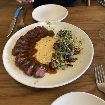 Modern Bird - Wagyu Coulotte with fried mushrooms and mustard sauce. - New American Near Me - Traverse City, Michigan
