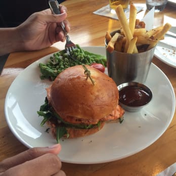 Cutters Crabhouse - Salmon burger special. - Seafood Near Me - Seattle, Washington Cutters Crabhouse - Salmon burger special. - Seafood Near Me - Seattle, Washington