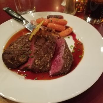 Chet's Bar and Grill - Elk medium rare. Not too gamey and had a delicious smokey flavor. - American Near Me - Big Sky, Montana Chet's Bar and Grill - Elk medium rare. Not too gamey and had a delicious smokey flavor. - American Near Me - Big Sky, Montana