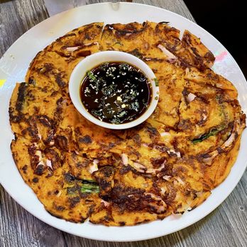 Bay Pocha - Kimchi Seafood Pancake ($21.95) - Korean Near Me - San Francisco, California