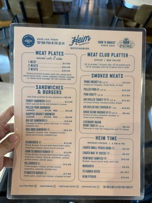 Menu photo 1 Heim Barbecue Dallas, TX