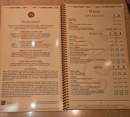 Menu photo 5 The Cheesecake Factory Roseville, CA