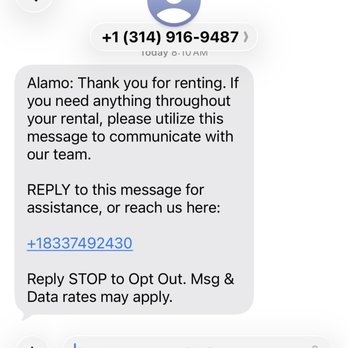 Alamo Rent A Car - The text you get when you sign up - Car Rental Near Me - Madison, Wisconsin Alamo Rent A Car - The text you get when you sign up - Car Rental Near Me - Madison, Wisconsin