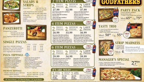 Menu photo 1 Godfathers Pizza Kincardine, ON