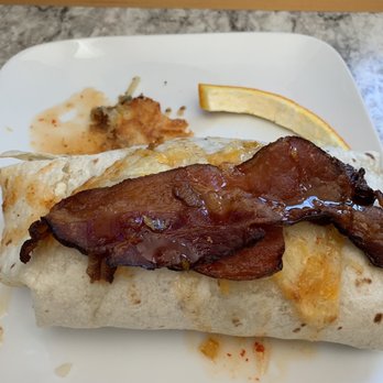 Faye's Cafe - Fayes Choice - surprise burrito with noodles, egg, tuna? And other stuff inside - Cafes Near Me - Livingston, Montana