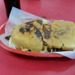 Delicious fajita torta and a mexican soda.