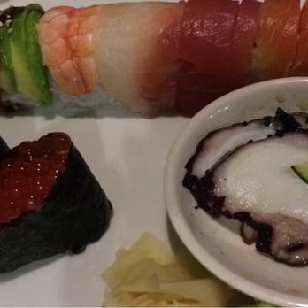 Bi Bim Bab - Rainbow roll with tako salad - Korean Near Me - Novi, Michigan Bi Bim Bab - Rainbow roll with tako salad - Korean Near Me - Novi, Michigan