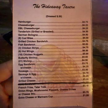 Hideaway Tavern - Menu - Pubs Near Me - Tell City, Indiana Hideaway Tavern - Menu - Pubs Near Me - Tell City, Indiana