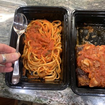 Michael's On Naples - burnt lasagna. and very small marinara pasta. salad fork is for reference... - Italian Near Me - Long Beach, California Michael's On Naples - burnt lasagna. and very small marinara pasta. salad fork is for reference... - Italian Near Me - Long Beach, California