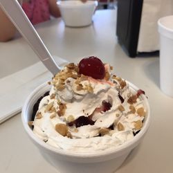Happy Days - Hot fudge sundae with raspberries.  Hit the spot