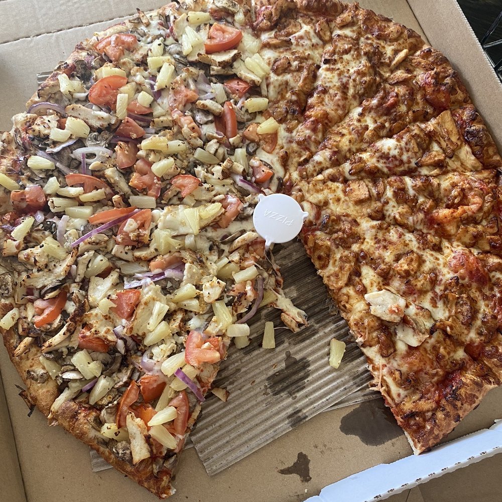 Fast Pizza Delivery - The camera did not eat first this time Extra large pizza, half chicken with roasted garlic added pineapples and half bbq chicken - Pizza Near Me - San Jose, California Fast Pizza Delivery - The camera did not eat first this time Extra large pizza, half chicken with roasted garlic added pineapples and half bbq chicken - Pizza Near Me - San Jose, California