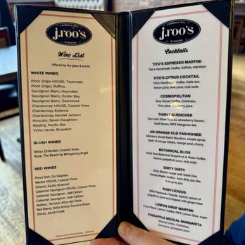 J Roo's Restaurant - Wine & Cocktail Menu - Pizza Near Me - North Haven, Connecticut