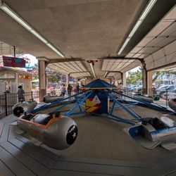Funland - Toddler sky fighter ride. Doesn't spin very fast which is great given the target audience