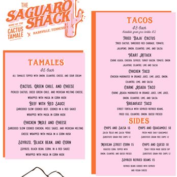 The Saguaro Shack - the menu for the saguaro shack - Food Trucks Near Me - Nashville, Tennessee The Saguaro Shack - the menu for the saguaro shack - Food Trucks Near Me - Nashville, Tennessee