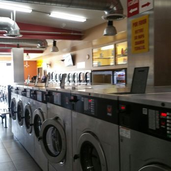 Mariya's Laundry - View of 5-load and 7-load washers from back entrance. - Laundromat Near Me - Northridge, California