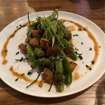 Benchmark - Crispy pork belly and shishito peppers. - New American Near Me - Santa Ana, California