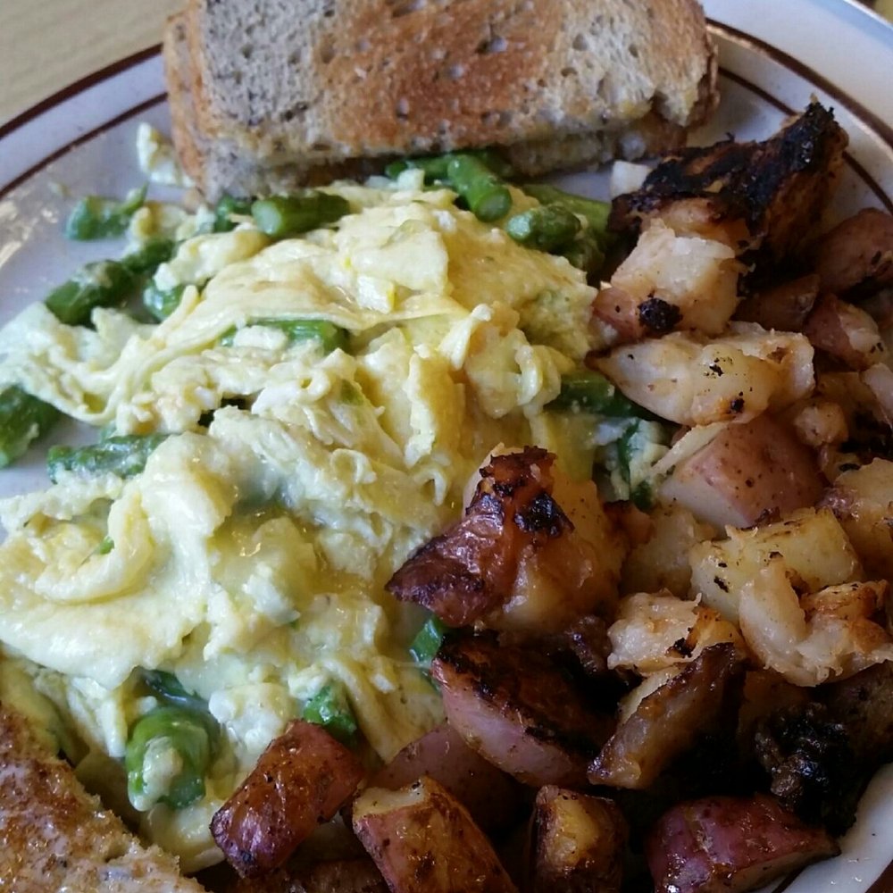 Modern Diner - Scrambled eggs with cheese and asparagus and home fries - Diners Near Me - Pawtucket, Rhode Island Modern Diner - Scrambled eggs with cheese and asparagus and home fries - Diners Near Me - Pawtucket, Rhode Island