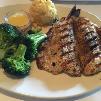 Bonefish Grill - Rainbow trout with a lemon butter sauce, steamed broccoli and potatoes au gratin. Mm mmm! - Seafood Near Me - Gambrills, Maryland Bonefish Grill - Rainbow trout with a lemon butter sauce, steamed broccoli and potatoes au gratin. Mm mmm! - Seafood Near Me - Gambrills, Maryland