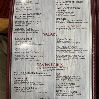 Al's Hamburgers - Picture of the menu. - Burgers Near Me - Arlington, Texas