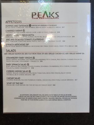 Menu photo 8 Peaks Restaurant Palm Springs, CA