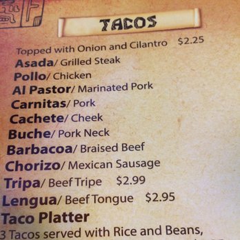 Esmeralda Grill - Taco menu $1 tacos weekdays 3-6pm - Mexican Near Me - Cary, North Carolina