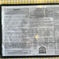 Sunny's Diner - Lunch menu, Feb. 2024