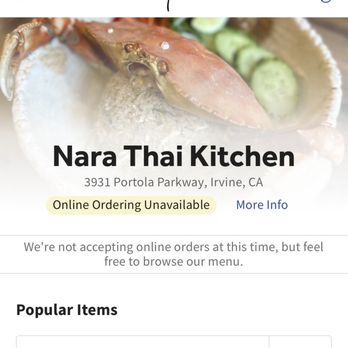 Nara Thai Kitchen - online orsering unavailable - Thai Near Me - Irvine, California Nara Thai Kitchen - online orsering unavailable - Thai Near Me - Irvine, California