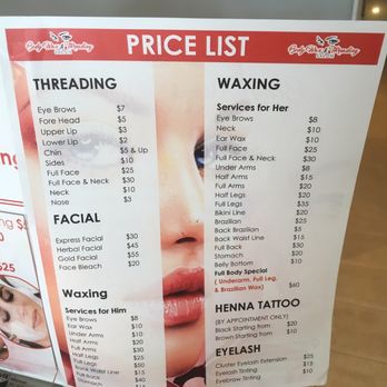 Body Wax & Threading Salon - Regular price list - Threading Services Near Me - Smyrna, Georgia