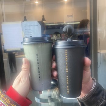 Black Sugar - Black sesame matcha on left - Bubble Tea Near Me - San Francisco, California