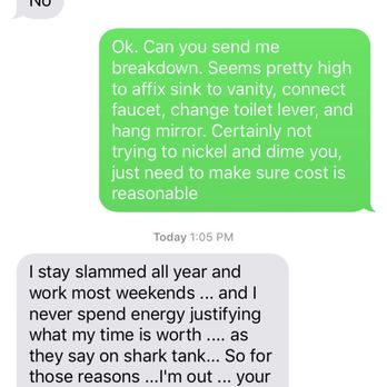 Tallahassee Bath & Kitchen - Text conversation with Joe. - Refinishing Services Near Me - Tallahassee, Florida Tallahassee Bath & Kitchen - Text conversation with Joe. - Refinishing Services Near Me - Tallahassee, Florida