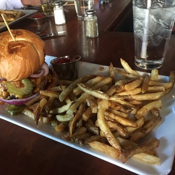 The Fork n Cork - Huge burger with fries - New American Near Me - Wilmington, North Carolina The Fork n Cork - Huge burger with fries - New American Near Me - Wilmington, North Carolina