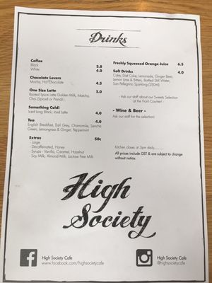 Menu photo 1 High Society Armadale, VIC