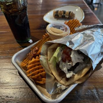 Spitz - Shiloh Crossing - The OG Gyro: Original Greek what's sweet, potato, waffle Sweet Potato Fries Baklava Nut Roll - Mediterranean Near Me - Billings, Montana Spitz - Shiloh Crossing - The OG Gyro: Original Greek what's sweet, potato, waffle Sweet Potato Fries Baklava Nut Roll - Mediterranean Near Me - Billings, Montana