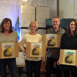 Creatrix Realms Art Studio - Celeste Schield Jacobi - Wine & watercolor - Zulu Warrior Lion painting at Nobles Urban Tasting Room